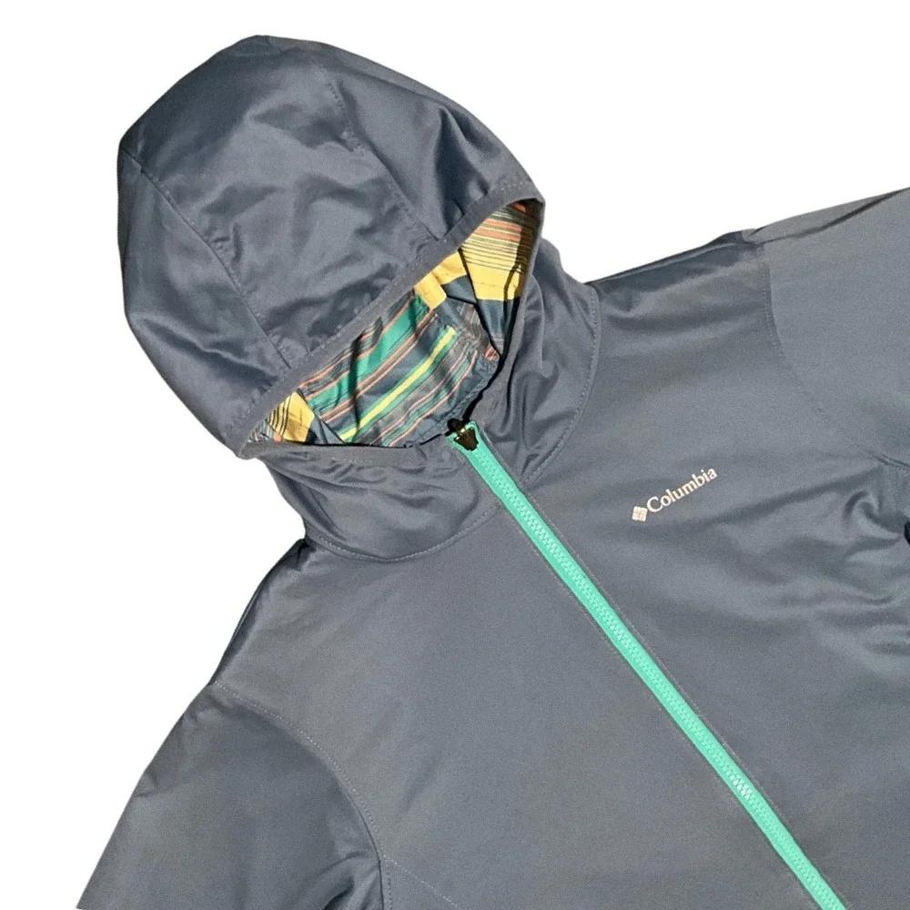 Columbia Kids Reversible Striped Hooded Windbreaker Jacket‎ M 10/12 Outdoor